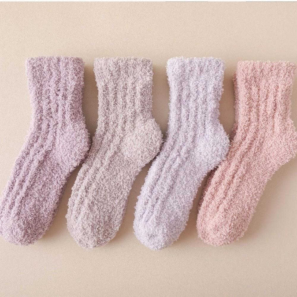 1/4 Pairs Winter Coral Velvet Socks Warm Floor Socks Soft Cotton Socks Sleep Socks