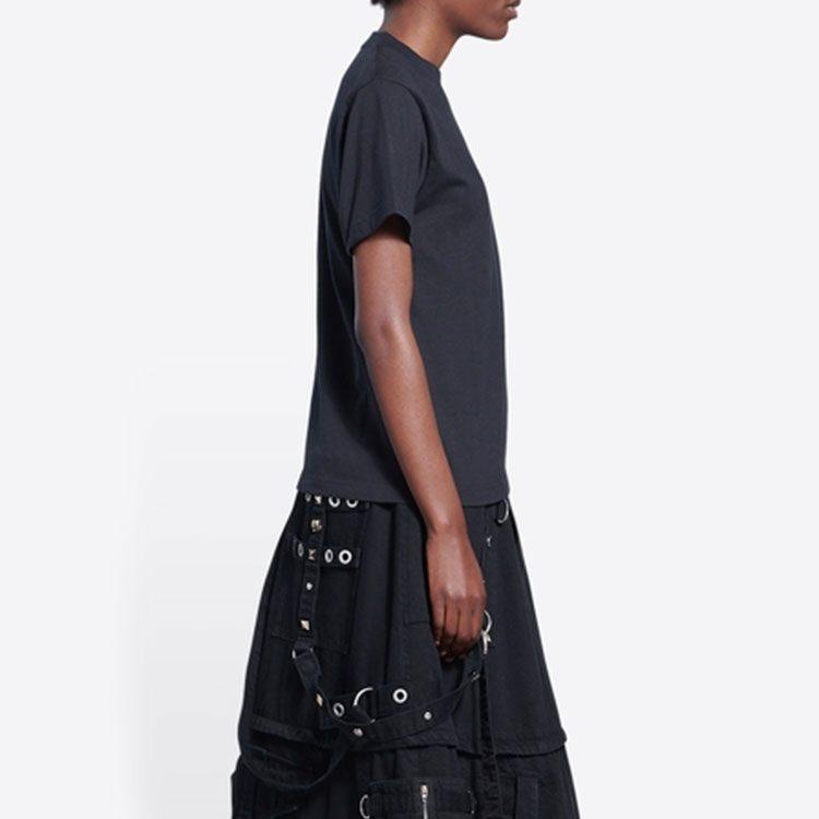 Balenciaga SS22 Обычная футболка Женская Черная Приталенная 670943TLVH40100
