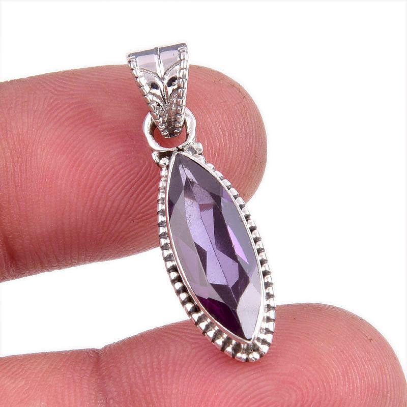 Natural Alexandrite Gemstone 925 Solid Sterling Silver Gift Pendant 1.25" H1c39