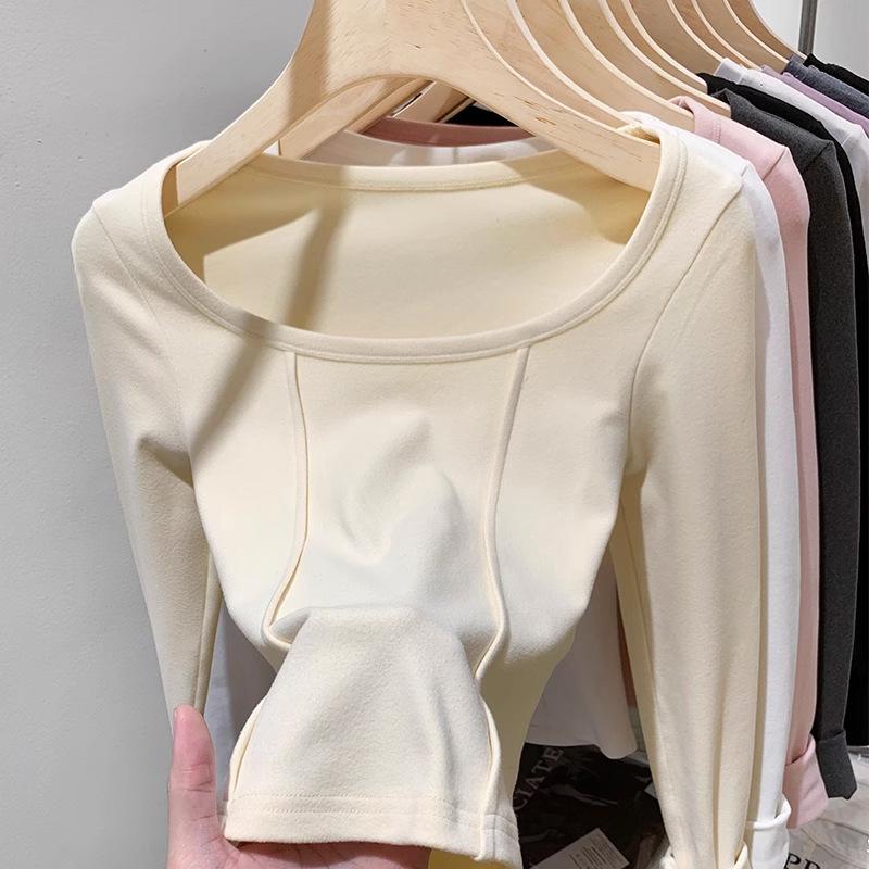 Футболка с длинными рукавами, женская осенне-зимняя, новая внутренняя короткая рубашка Spice Girl, облегающий и тонкий студенческий топ