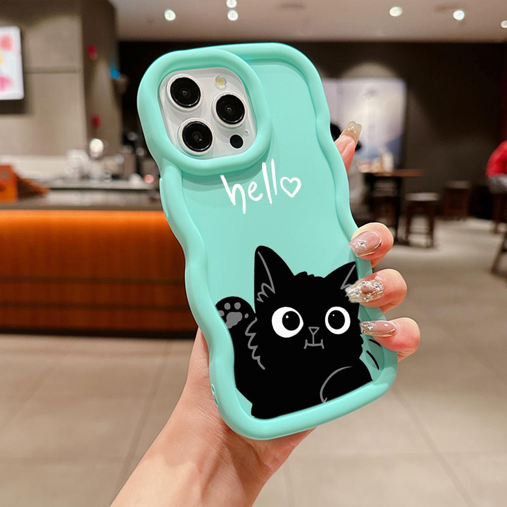 LZ11 cat Милый художественный дизайн Волна Силиконовые чехлы для телефонов Samsung A15 S23 FE S24 Ultra A34 A54 A14 Motorola G32 OnePlus Мягкий чехол