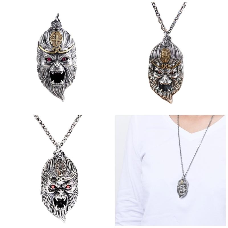 Регулируемое Игровое Ожерелье с Прочным Подвесом Король Обезьян, Посеребренная Латунь, Портативный Модный Аксессуар для Геймеров