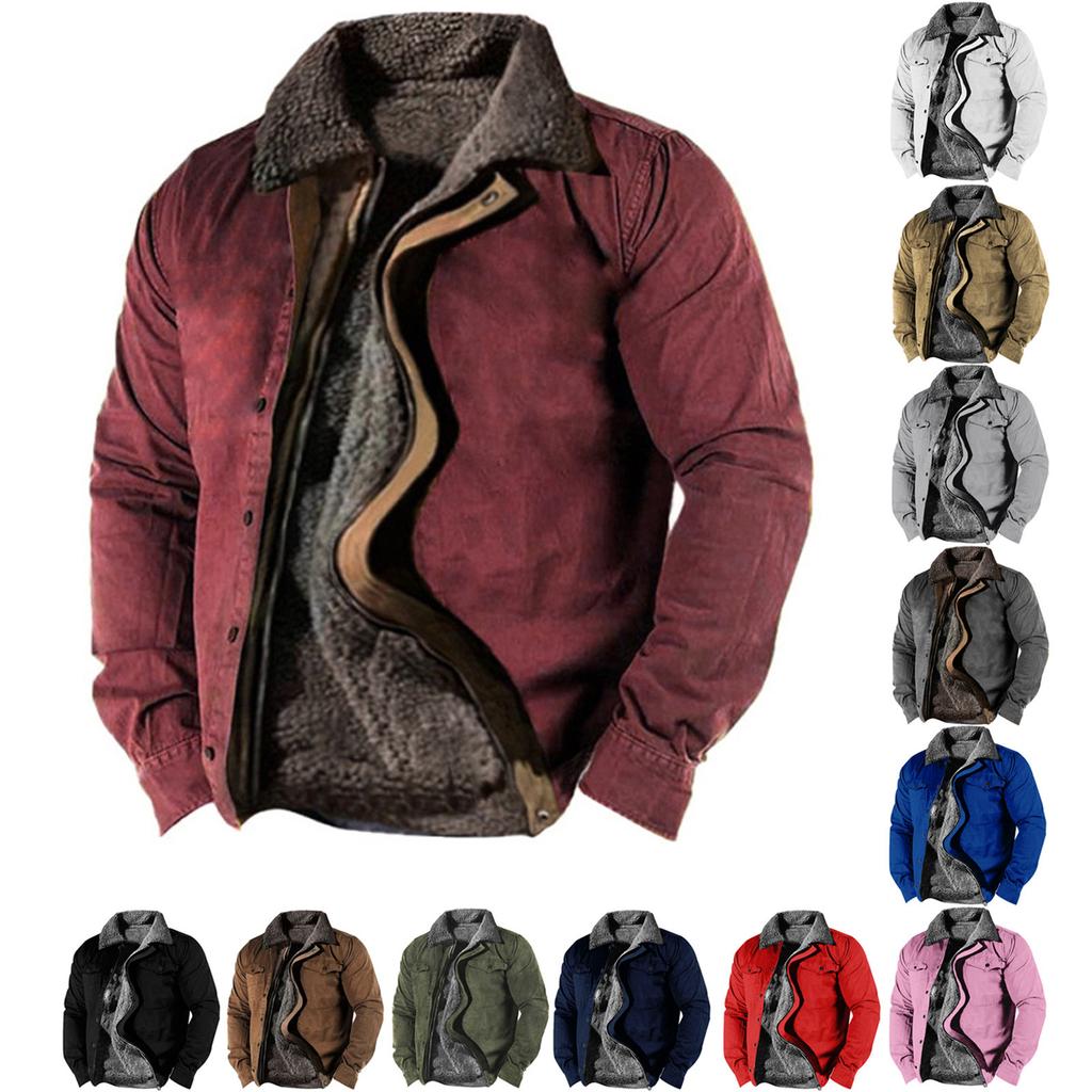 Men's Winter Halloween Casual Print Long Sleeve Button Thick Coat