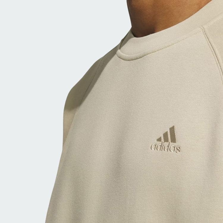 adidas Свитшот Szn Оверсайз Однотонный Вышивка Логотипа Буквой Деталь Спортивный Круглый Вырез Пуловер Мужской Свитшот Цвет: Prairie-Brown IY4282