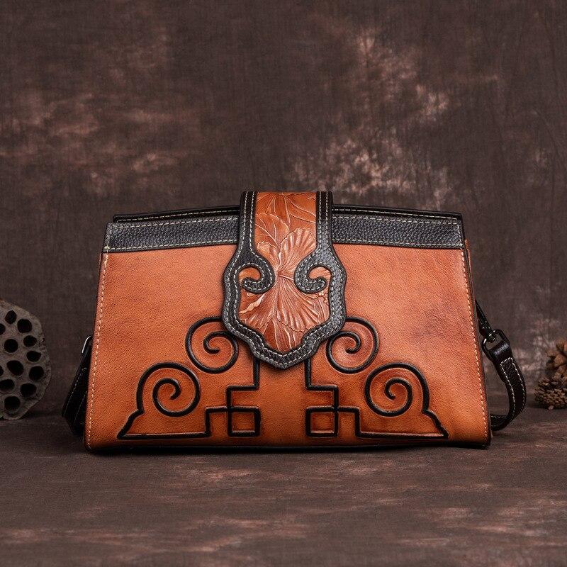 Johnature Роскошные женские сумки, дизайнерские винтажные универсальные сумки ручной работы из натуральной кожи с тиснением на плечо и через плечо