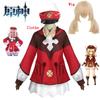 Game  Klee Cosplay Costume Anime Loli Red Cute Dress Sock Wig Carnival Backpack Halloween Party Cosplay Cosutme