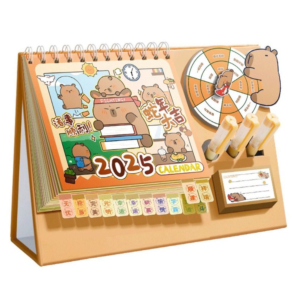 Календарь на 2025 год с колесом удачи Капибара/Змея Ежедневный Ежемесячный Планировщик Расписание Школа