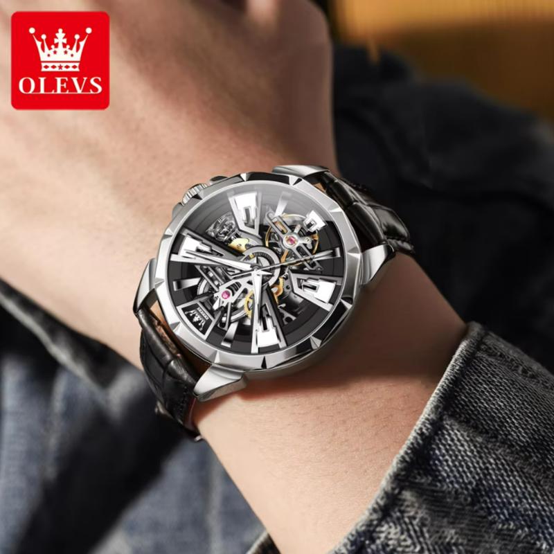 Роскошные мужские часы Водонепроницаемые Светящиеся Многофункциональные Автоматические Механические часы Часы-скелетоны