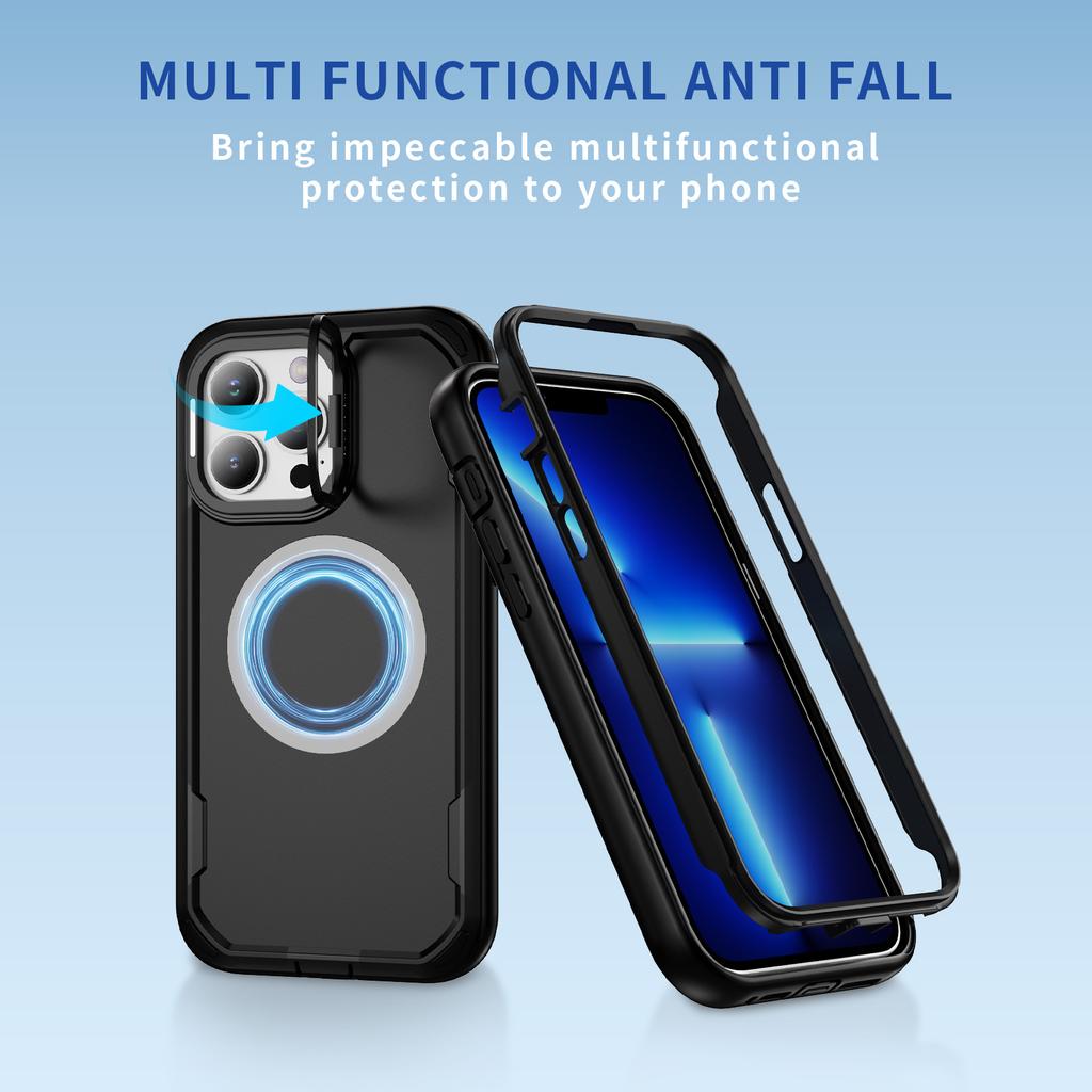 For iPhone 13 Pro Case Compatible with MagSafe Lens Frame Kickstand TPU + PC Shockproof Phone Cover