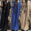 Damen V Neck Kleid Maxikleid Fackel Ärmel Oversize Lose Kaftan Promkleid Dress Vestido Robe Kleid