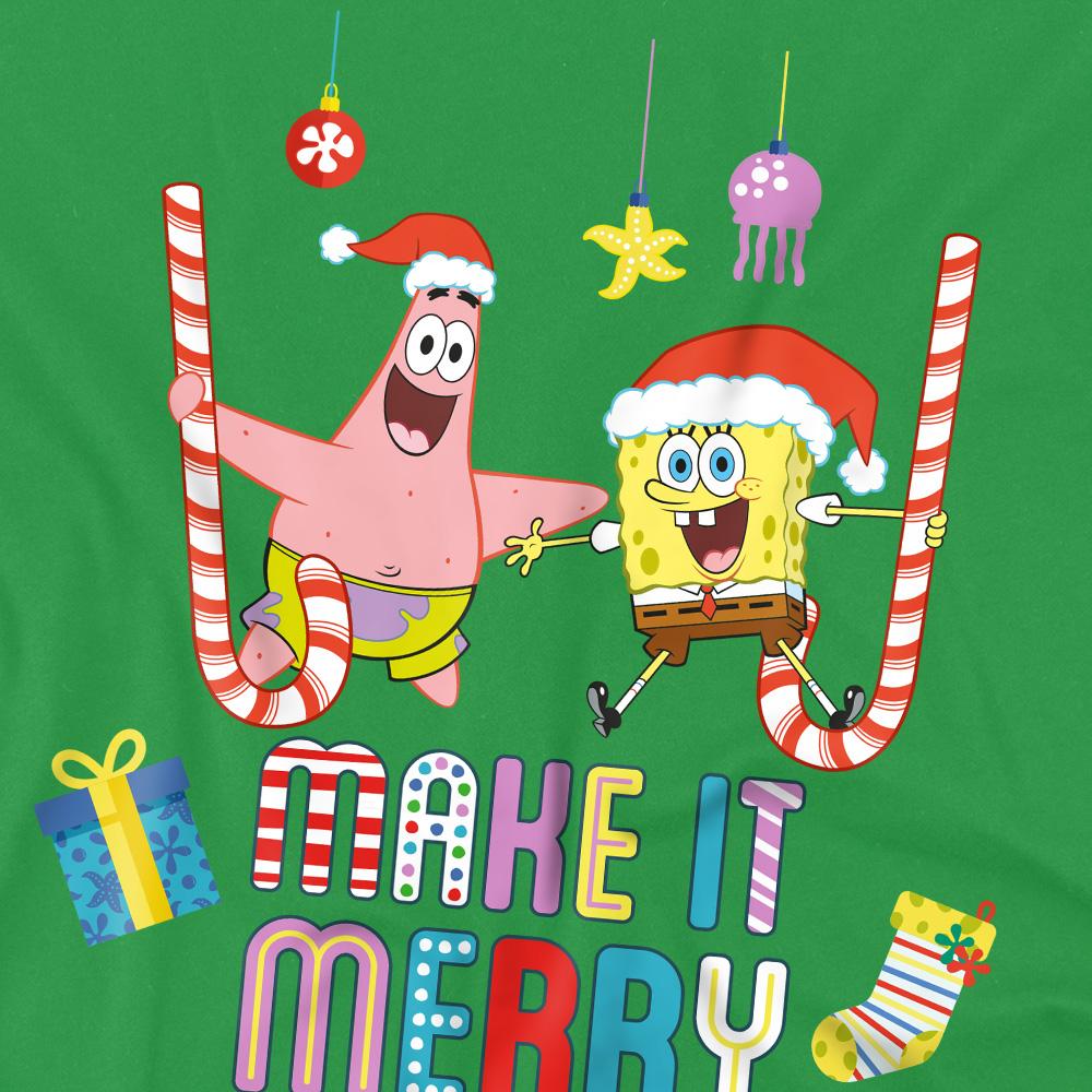 SpongeBob SquarePants Mens Make It Merry Patrick Star Christmas T-Shirt