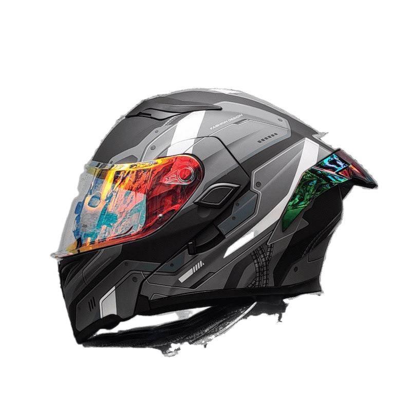 E5GOrz Откидной Мотошлем для Мужчин и Женщин – Интеграл, Всесезонный со Слотом для Bluetooth, Большим Задним Спойлером, Сертифицирован 3C