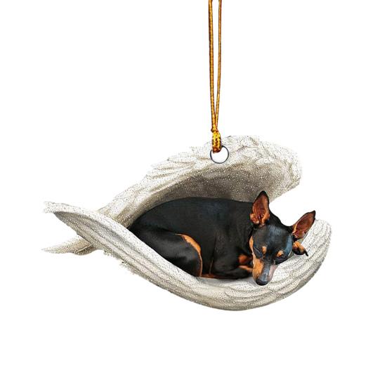 Собака спит в крыльях ангела, 2D плоское украшение, подвеска для зеркала заднего вида автомобиля, сувенир в память о питомце для рождественской елки, аксессуары для интерьера автомобиля