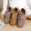 Модные женские туфли-лоферы с круглым носком на низком каблуке, осенняя обувь, без застежек, в стиле ретро, на шнуровке, нескользящие туфли на плоской подошве, осенняя, для активного отдыха, универсальная мода