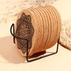 12Pcs Mandala Design Round Shape Wooden Coasters With Rack Round Cork Coaster