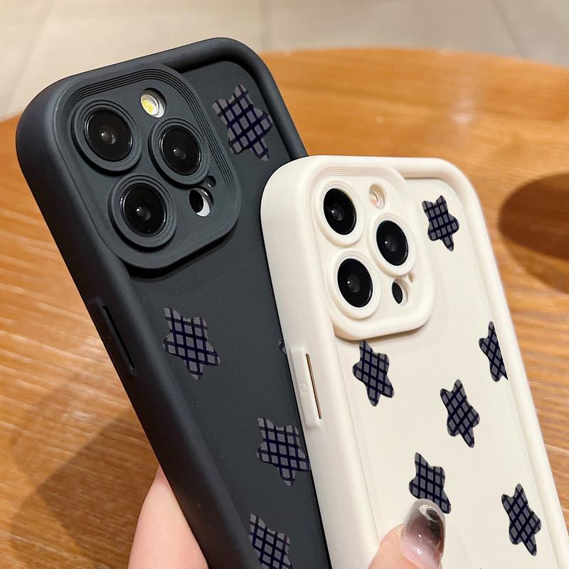Клетчатый чехол для телефона с узором пентаграммы для iPhone 17 Air 16e 15 16 Pro Max 14 16 Plus 13 12 Pro Max 11 Мягкая силиконовая задняя крышка из ТПУ