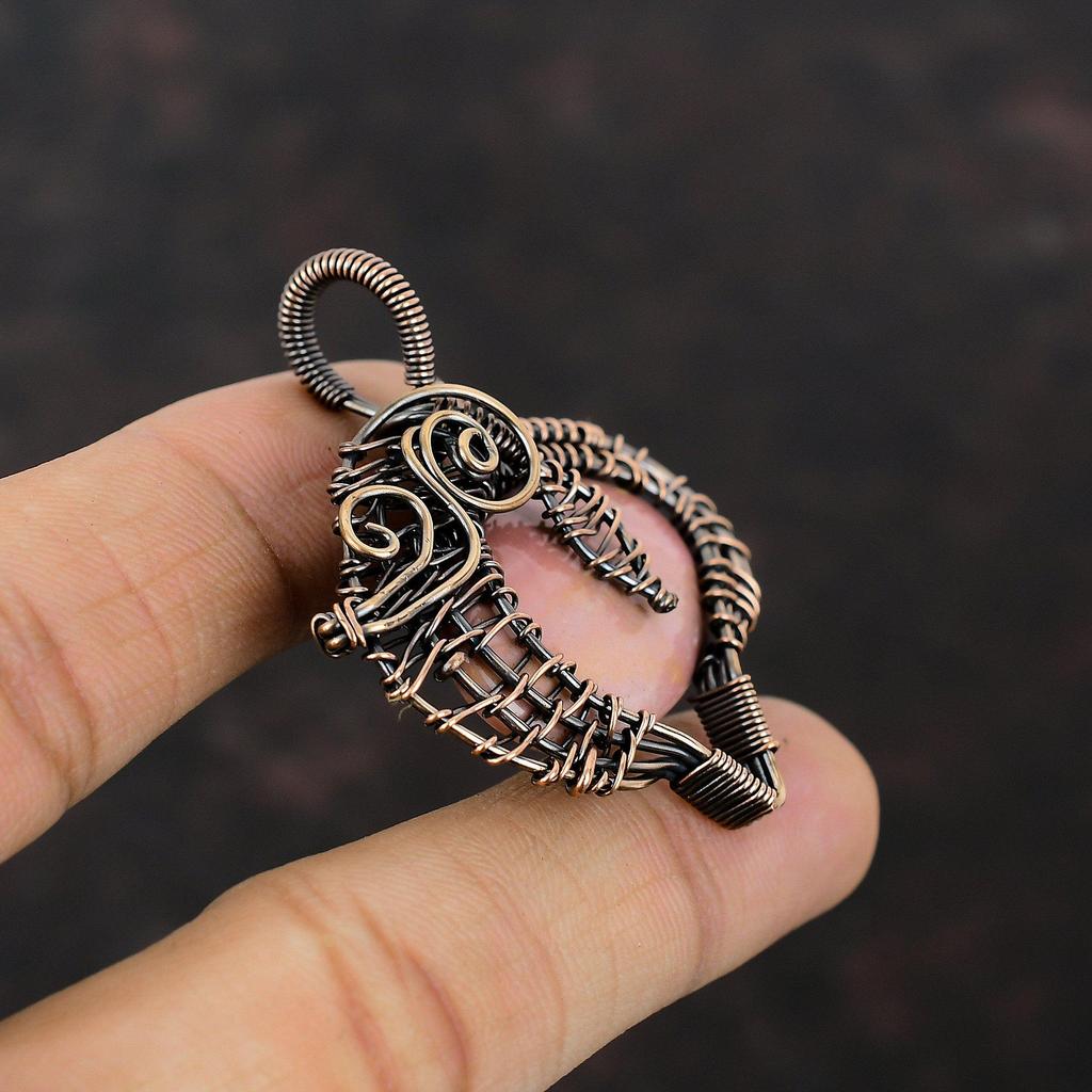Pink Opal Pendant Copper Wire Wrapped Jewelry Handmade Boho Pendant Pink Opal Genuine Gemstone Jewelry Copper Wire Wrap Pendant Gift For Her