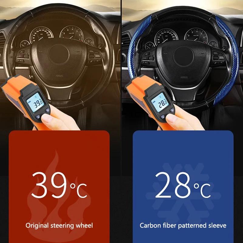 New 2026 Car Sticker Ford New 2025 Hot New Carbon fiber Car Steering Wheel Cover Non-slip Protector Sleeves For Mustang Ford Fie
