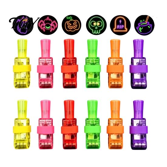 Role Play Props 12 Pcs Halloween Finger Projector Lights, Mini Colorful LED Projection Ring Set Pattern for Kids, Goodie Bag Stuffers, Party