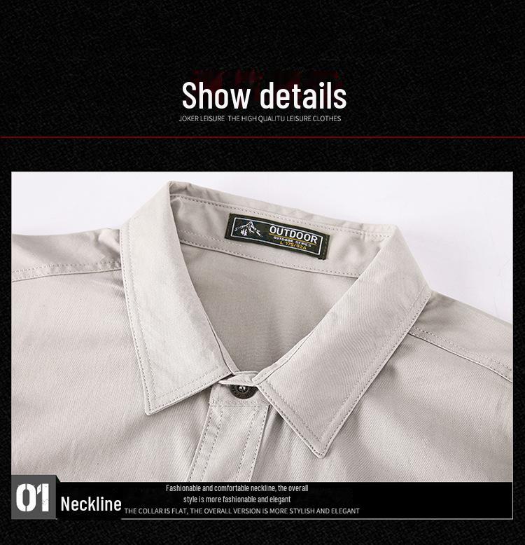 Мужская хлопковая рубашка с длинным рукавом: 2024 Весна и Осень Повседневная Свободная Куртка Для Работы На Открытом Воздухе