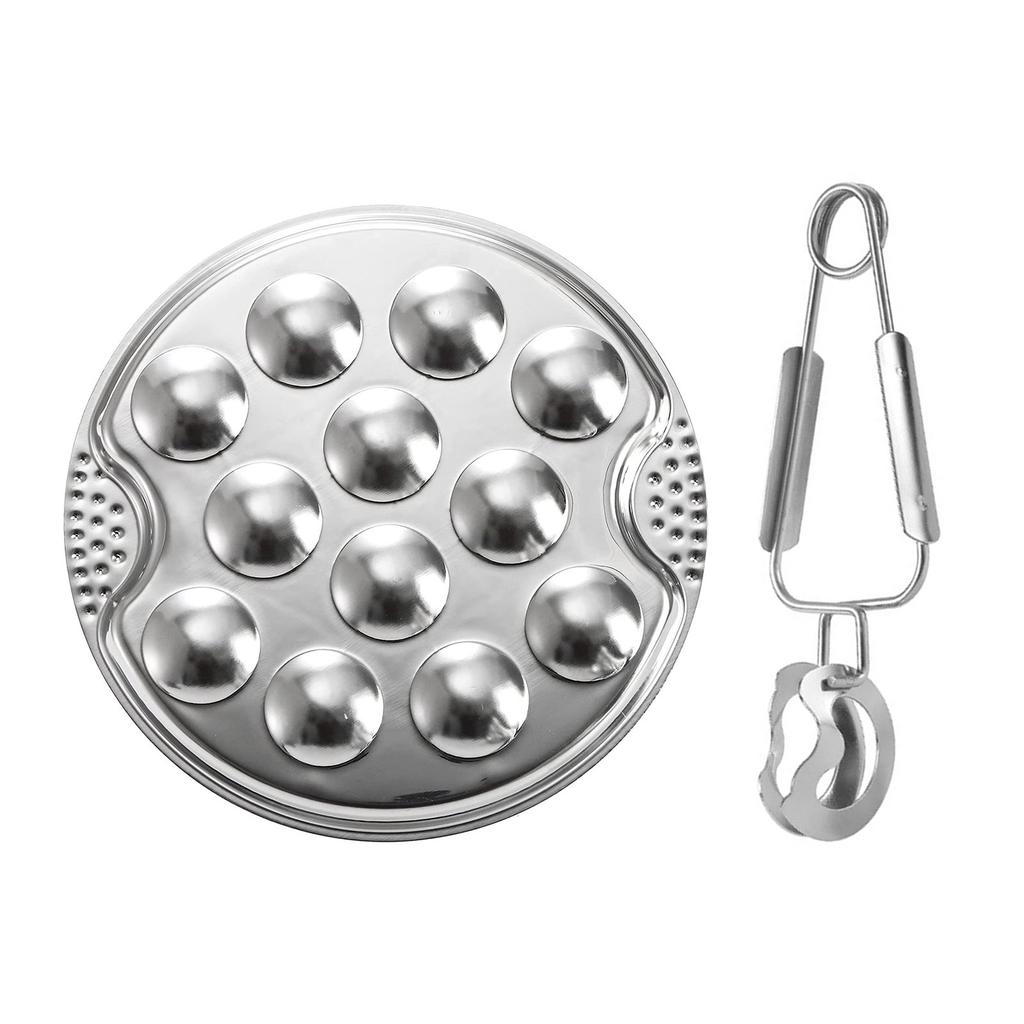 Посуда для эскарго из нержавеющей стали и щипцы Элегантная тарелка и вилка для улиток Металлическая кухонная утварь