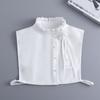 Elegant White Pleated Ruffle High Collar Detachable Sweater Blouse Stand Collar Girls Half Shirt Collar Neckwear Top