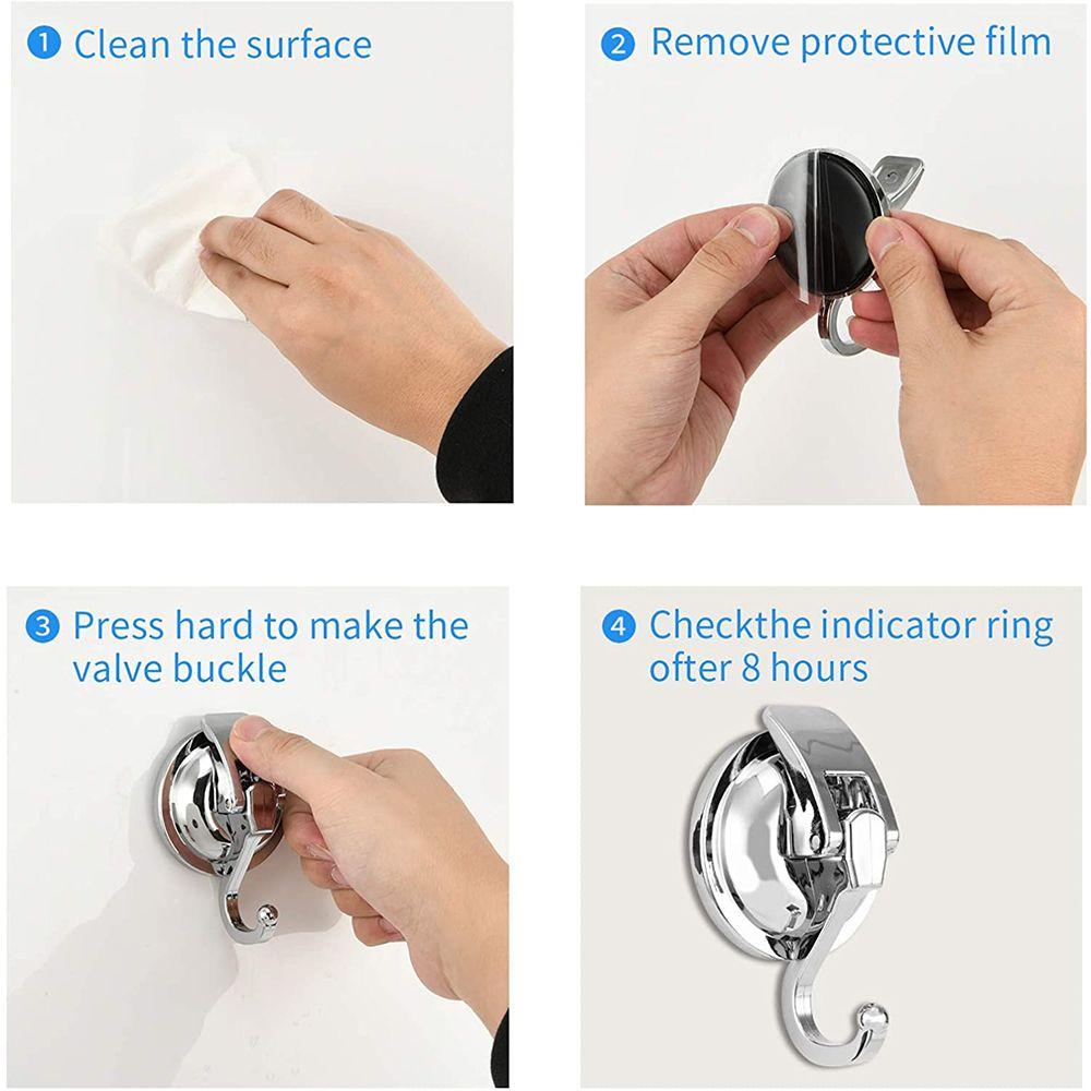 Reusable Polished Heavy-Duty Chrome-Plated Organization Bathroom Shower Suction Cup Hooks