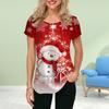 Модная женская футболка с милым принтом лося и снеговика, забавная повседневная футболка с круглым вырезом и короткими рукавами, летняя женская футболка