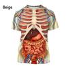 Fashion New Printing Human Organs and Bones Men's T-shirt Casual Short Sleeved Round Neck Harajuku Large Comfortable