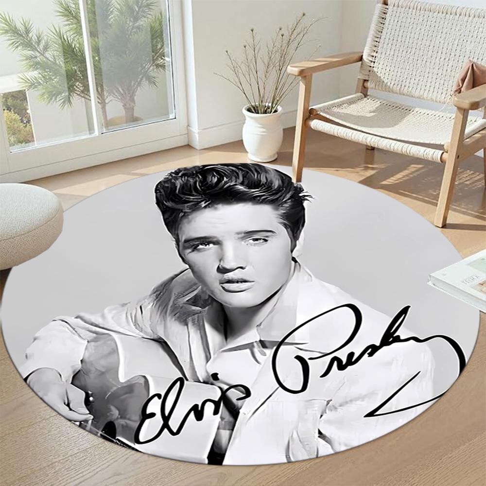 Elvis Presley Round Office Rug Perfect for Dormitory Living Rooms Balcony Game Room Anti-slip Round Rug Office home decor Wedding Party Gift