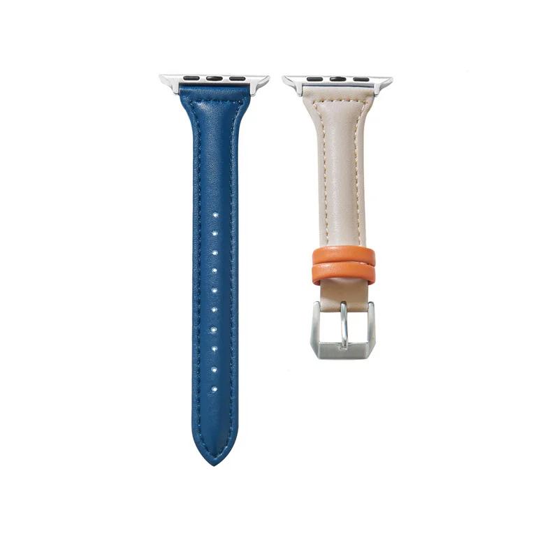 Тонкий кожаный ремешок для Apple Watch 44 мм 40 мм 41 мм 45 мм 49 мм 44 мм Браслет apple watch 10 46 мм ремешки Ultra 9 7 5 se 3 4 6