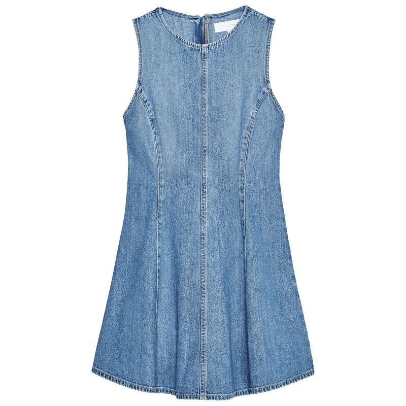 Zaprha 2025 New Arrival Waist-Tight Slim Looking A- Shaped Small Wavy Style Wide Hem Denim Dress 3607080