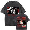 Hot Sale Anime Hellsing Abraham Van Helsing Vampire Alucard Print Tshirt Men Women Vintage Washed Cotton Summer Tee Oversize Top
