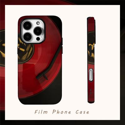Красный виниловый диск Чехол для телефона для IPhone 16 15 14 13 12 11 X XS XR XSMAX 7 8 Pro Max Plus Двухслойная задняя крышка