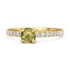 Peridot Classic Solitaire Pavé Band Ring - Sterling Silver Gold Vermeil