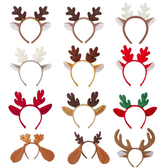 Christmas Headband Antler Decor Hair Hoop Festive Reindeer Design Headgear Women Elastic Comfortable Xmas Hair Accessories