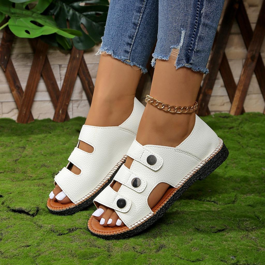 Large Size Sandals Women's New Summer Soft-soled Two-wear Bag Heel Fish Mouth Beach Sandals