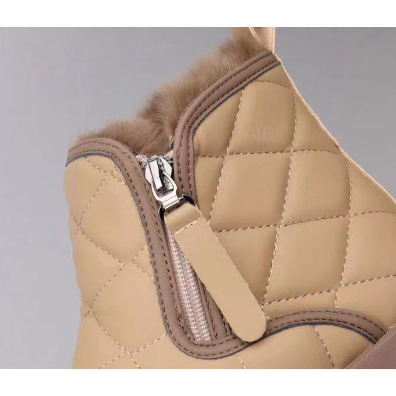 Women's Winter Warm Platform Ankle Boots Non-Slip Zipper Snow Booties with Faux Fur Lined Comfortable Plush Lined Walking Short Boots Shoes for Women
