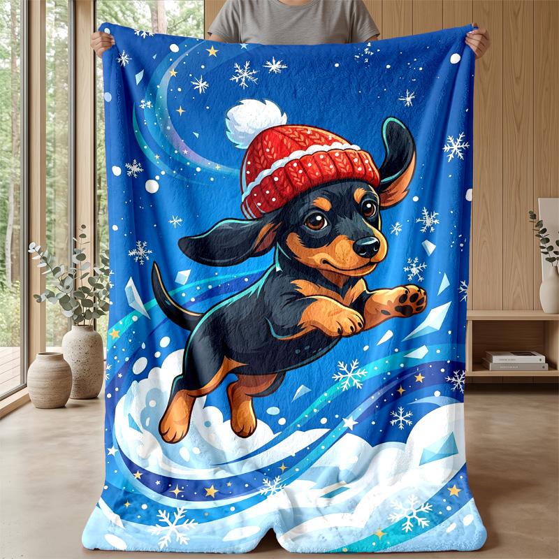 Winter Christmas Dogs Theme blanket Lightweight Warm Flannel Blanket Decorative Throw Blanket for Home Decoration
