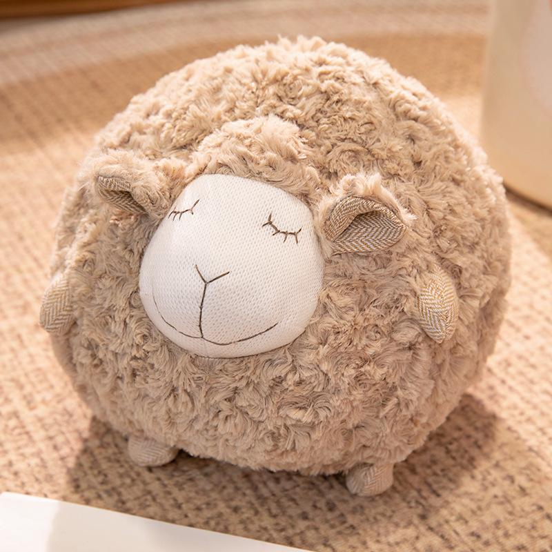 Cute Sheep Plush Toy Pillow, Woolly Round Sheep Stuffed Animal, Soft Comforting Cuddle Buddy Gift