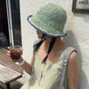 Корейская версия панамы ручной работы из пряжи смешанного плетения для женщин в начале осени, новая универсальная шляпа с большими полями, показывающая лицо, маленькая солнцезащитная шляпа для бассейна