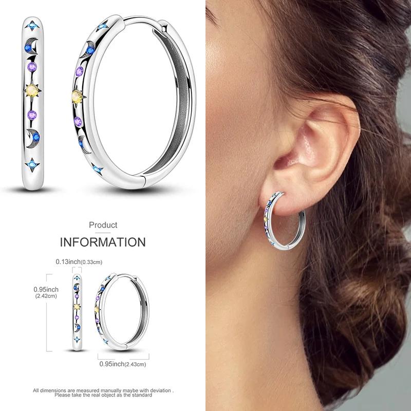 2024 New Earring for Women 925 Silver Sparkling Star Butterfly Heart Tassels Feather Hoop Earrings Engagement Wedding Jewelry