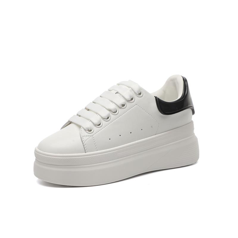 Spring and Autumn New Little White Shoes Women's Leather Small Casual Versatile Muffin Thick Sole Height-increasing Couple Board Shoes