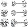 ZLC925 Sterling Silver Earrings, Cubic Zirconia Stud Earrings, Diamond Stud Earrings for Women