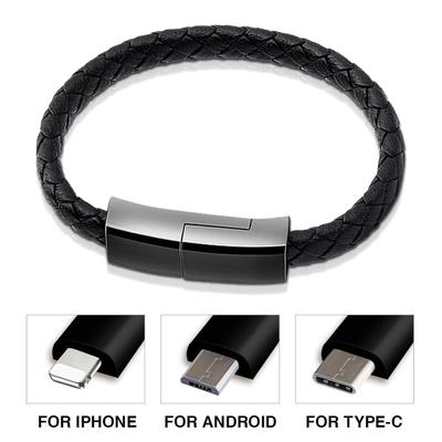 Type-C / Lightning / Micro USB портативный кожаный браслет зарядное устройство кабель для зарядки данных линия синхронизации для iPhone ipad Samsung Huawei Xiaomi Redmi oppo vivo
