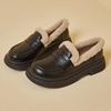 Autumn and Winter British Style Small Leather Shoes for Female New Student's Japanese Vintage Plush Warm Cotton Shoes for Women