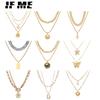 Korean Multilayer Pendant Necklace Fashion Butterfly Chain Necklaces Women Jewelry Accessories