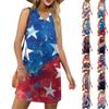 Women's V-neck Summer Casual Beach Vacation Women's Sleeveless Independence Day Print Sundress