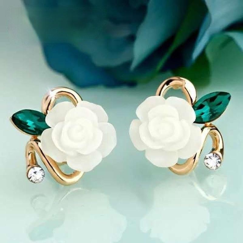 1 пара модных женских серег-розочек, блестящие серьги для вечеринки на удачу, креативные ювелирные изделия с цветочным дизайном