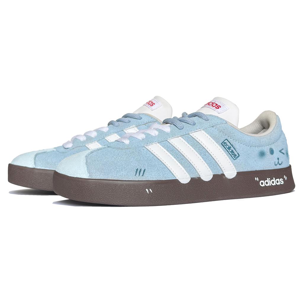 adidas VL COURT 2.0 Lunar Post, Синий Детская Амортизация Низкие Кроссовки для Скейтбординга Унисекс Синий Белый HQ1802(КомандаК-)
